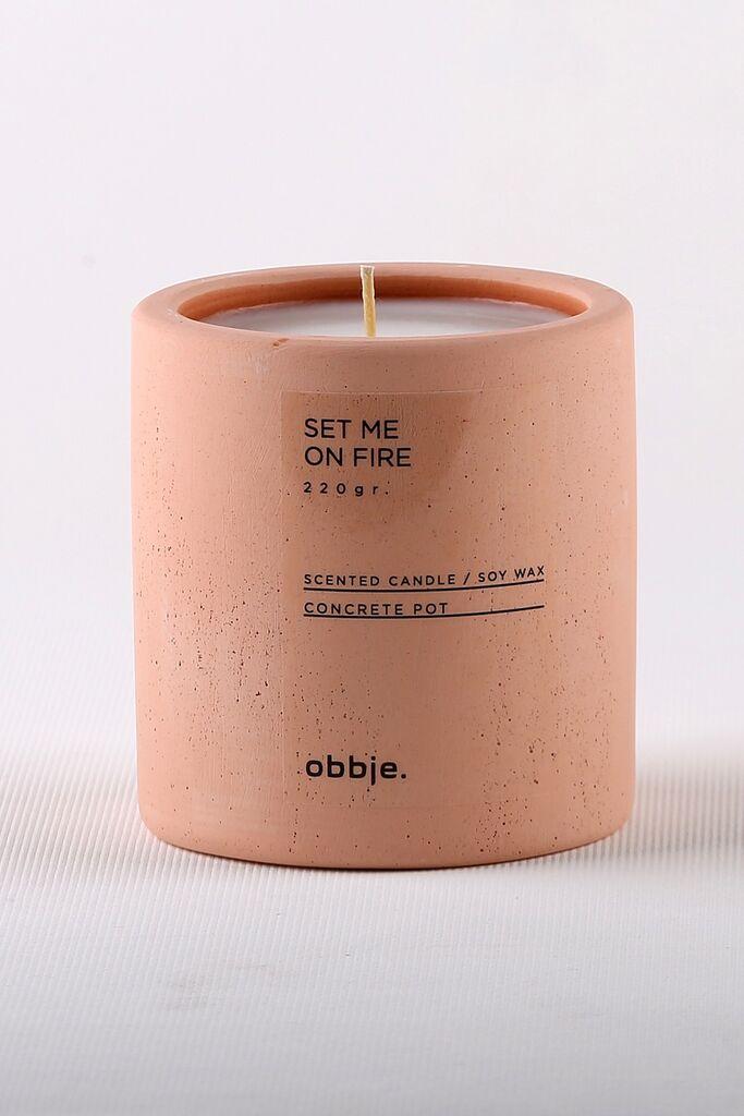 Aberto Design Betonska sveća Set Me On Fire Verti, Miris jabuka-cimet, Parafina i soja, 8.5 cm, Roze