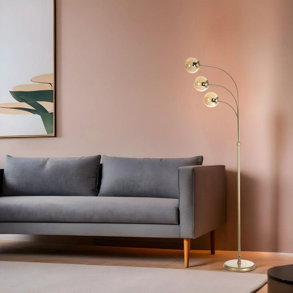 Opviq Podna lampa Badi 3, 170 cm, E27, Zlatne boje