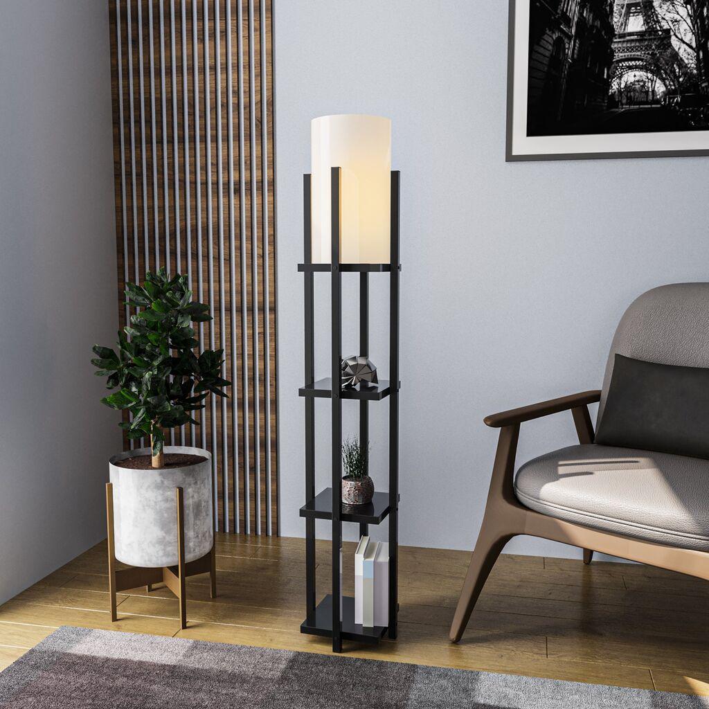 Opviq Shelf Lamp 8111 Podna lampa, Crno-Bela