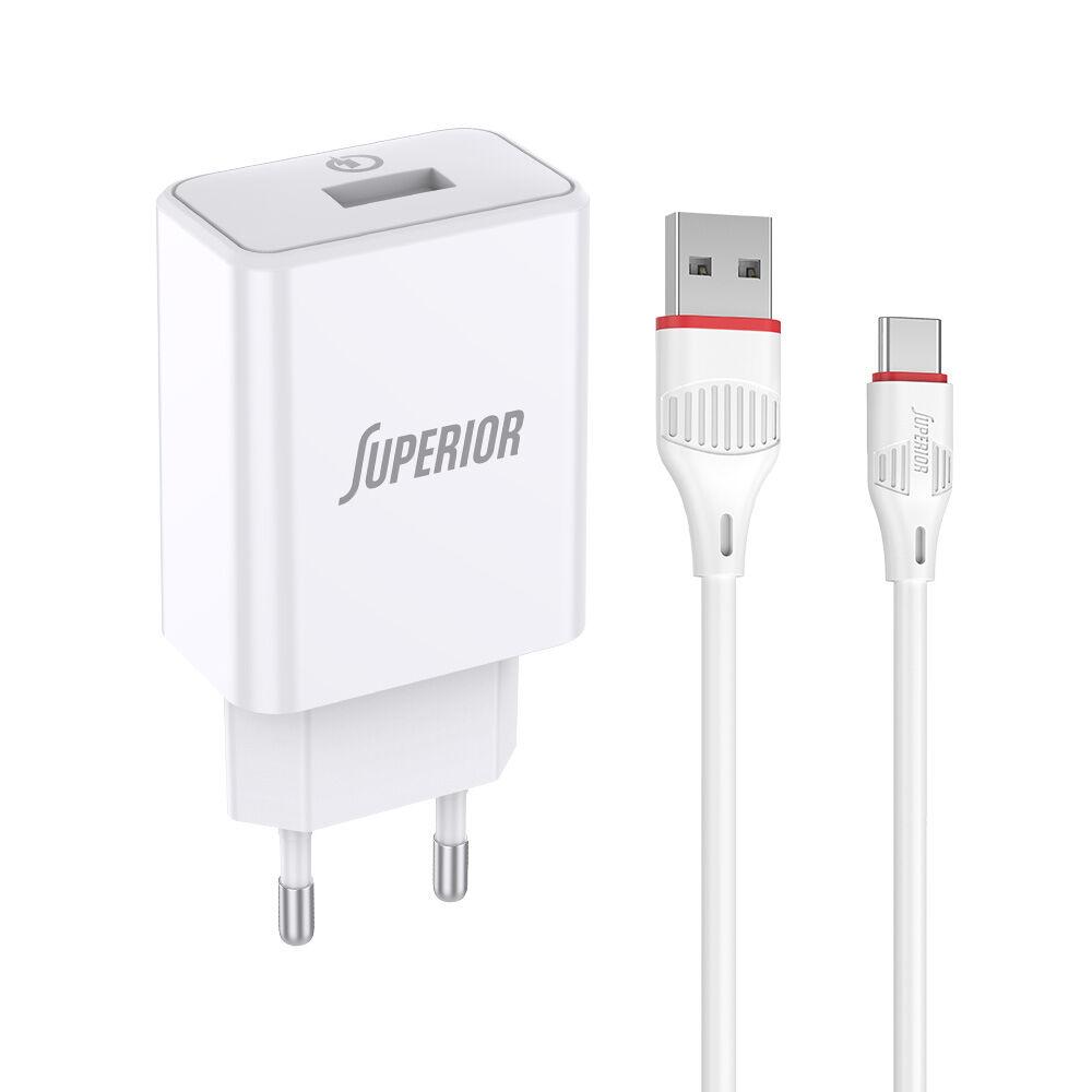 Superior Kućni punjač SU-P101 Fast QC3.0 18W 3A Type C, Beli