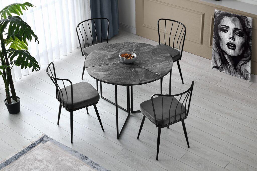 Hanah Home Yaprak 1202 Trpezarijski sto, TamnoSivi