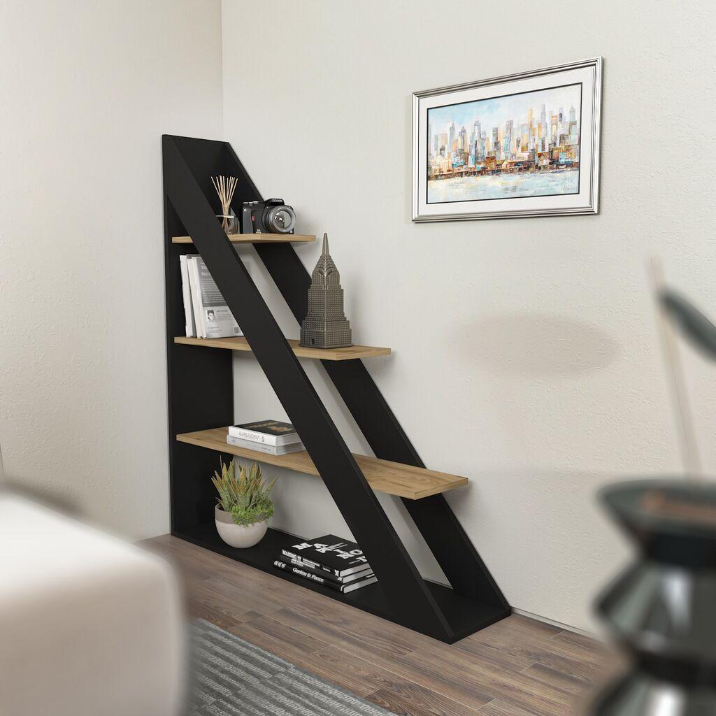 Hanah Home Polica 120x131,8x25cm Crno-Hrast