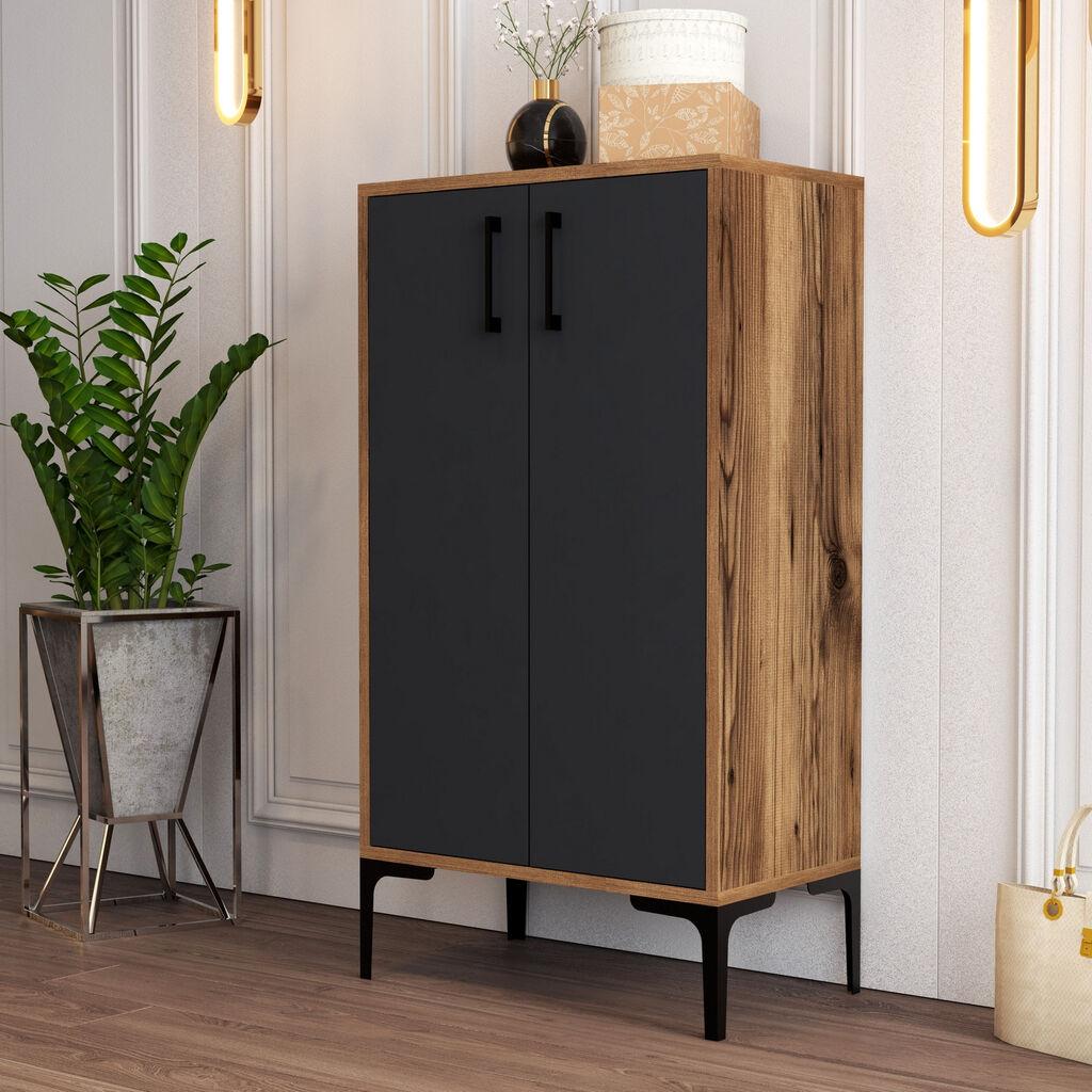 Hanah Home Prag Walnut Anthracite (845HCT4107) Cipelarnik, Braon-Crna