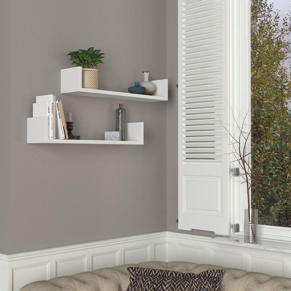 Hanah Home Iris Zidna polica, 2 komada, Bela