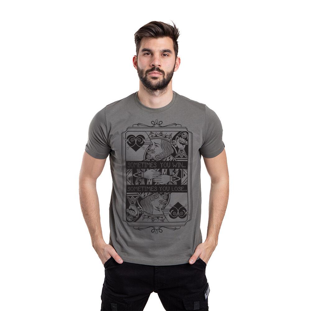 011Shop Muška majica kratkih rukava "Sometimes you win,sometimes you lose", Tamnosiva