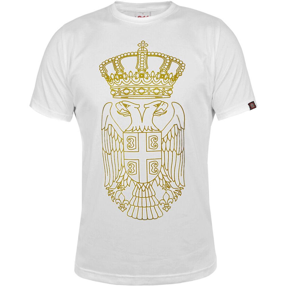 011Shop Muška majica kratkih rukava grb Srbije, Bela