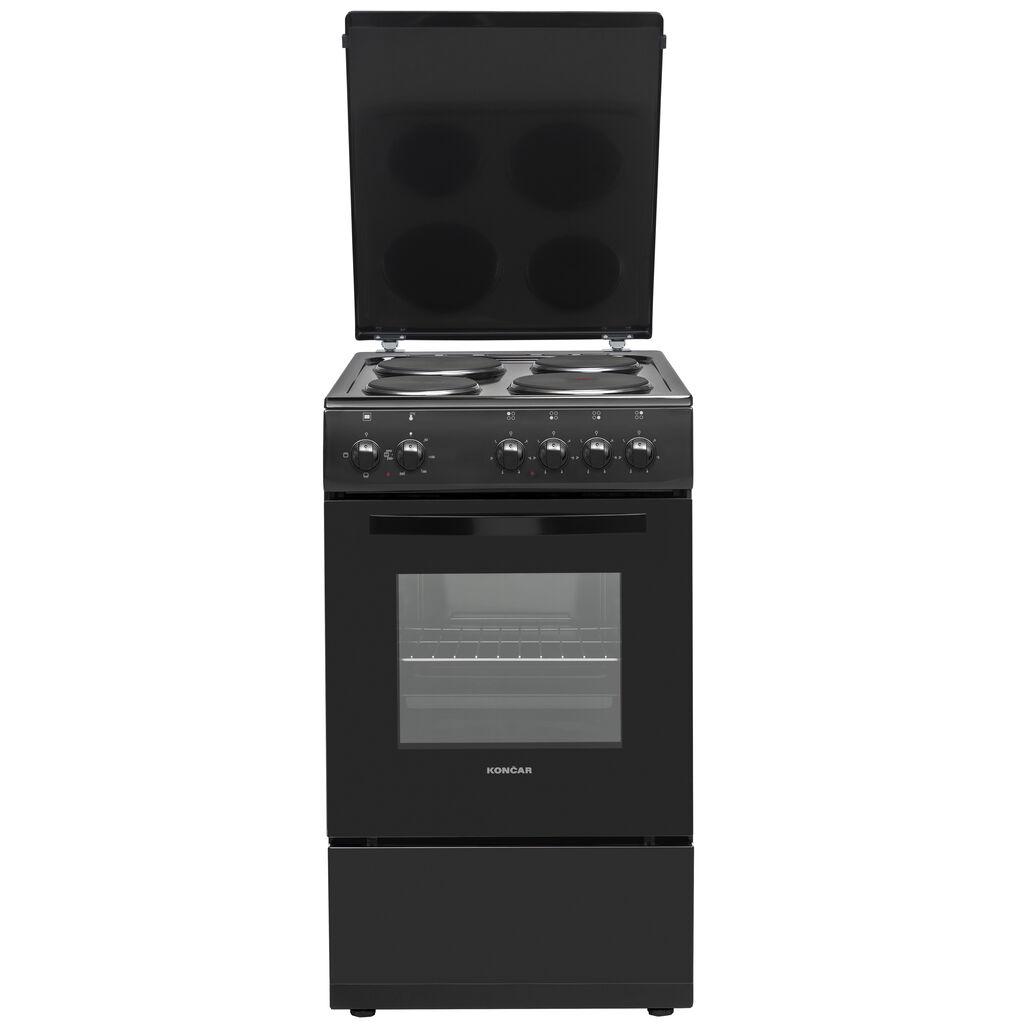 Končar Električni šporet SE5040CR1V, 4 ringle, konvencionalna rerna 55l, Crni