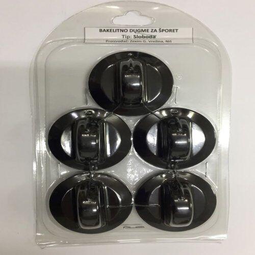 Set dugme šporeta bakelitno Sloboda, 5 komada, Crno-braon