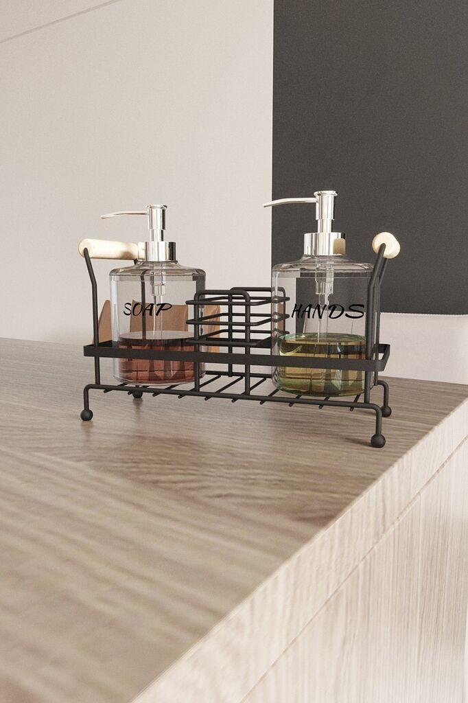 Hermia Dozator za sapun, 100% metal, 24 x 11 x 24 cm, 2.5-5 mm debljina, Crni