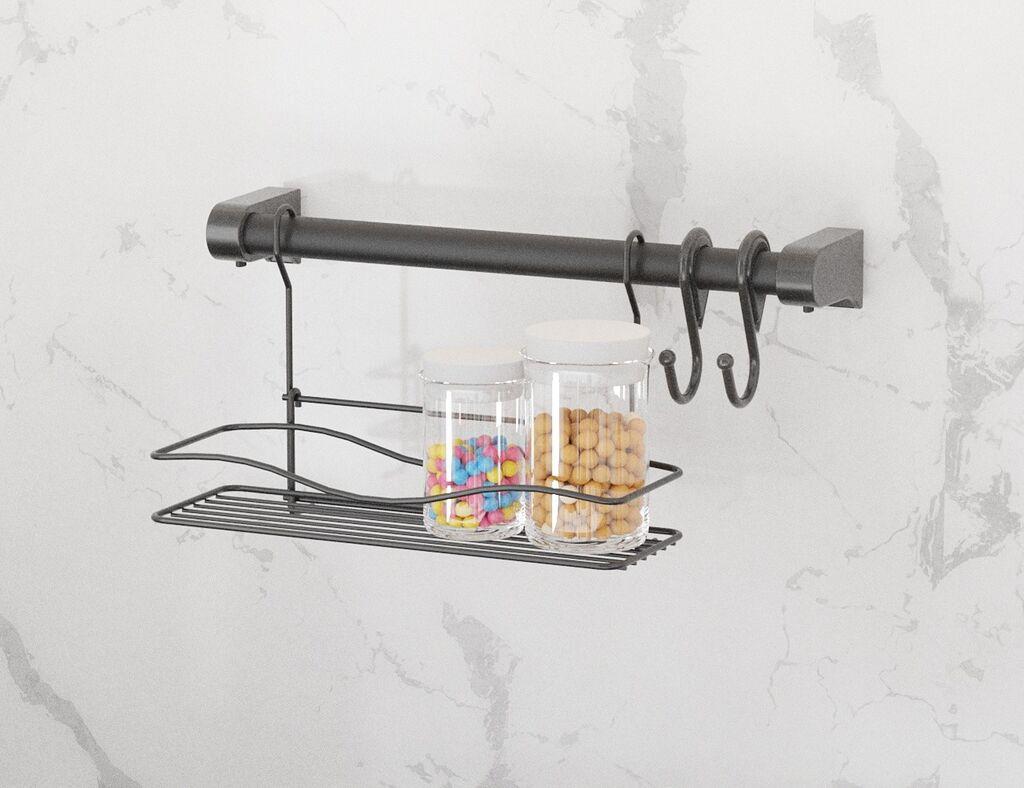 Hermia Organizator za kuhinju, 100% metal, 41 x 18 x 25 cm, 2.5-5 mm debljina, Crni