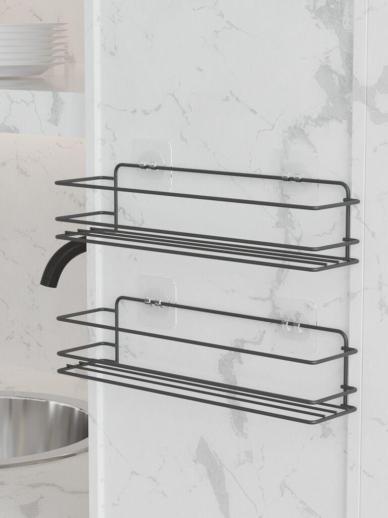 Hermia Kuhinjski organizator, 100% metal, 2 komada, 360 x 80 x 100 mm, debljina: 2.5-5 mm, Crni