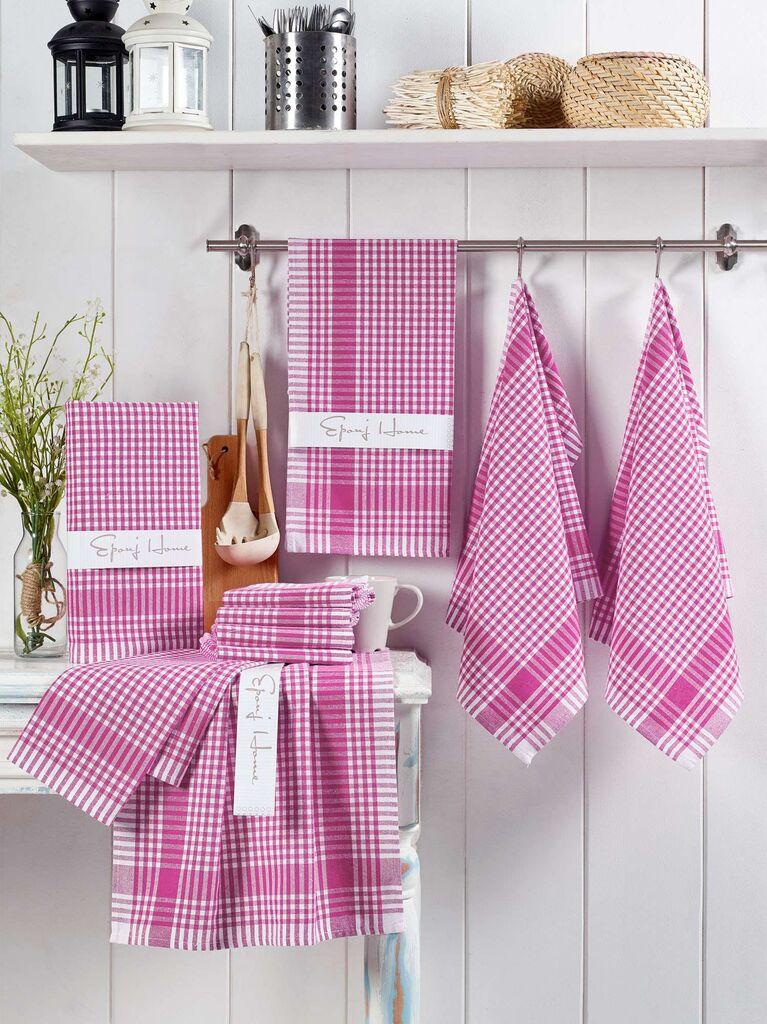 Hermia Set kuhinjskih krpa, 10 komada, 80% pamuk, 20% poliester, 45 x 65 cm, Roze