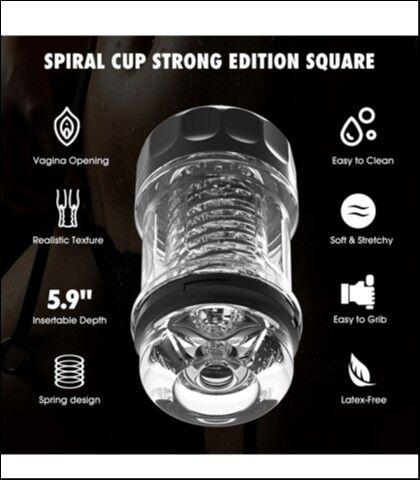 Masturbator Spiral Cup Strong Edition Square, 15.5cm