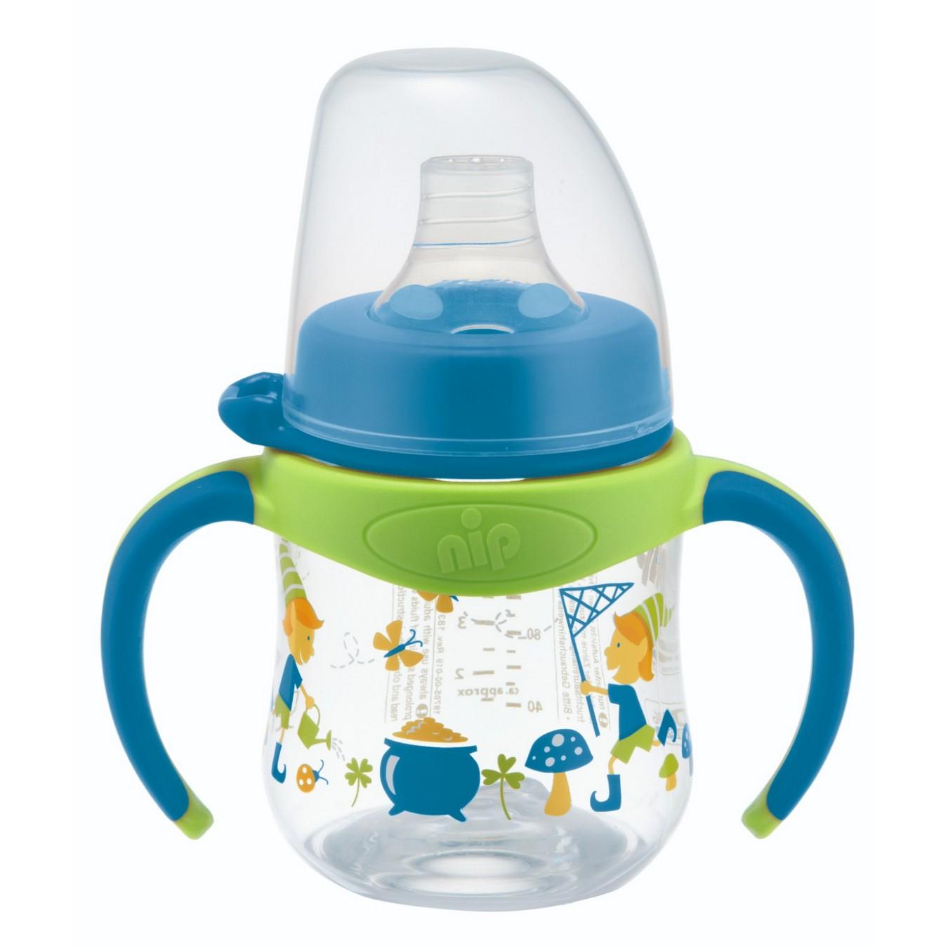 NIP Trening Flašica za bebe sa ručkama za dečake, 150ml,  Silikonski pisak, 6m+