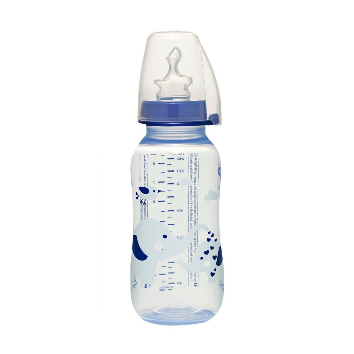 NIP Flašica za bebe Trendy boy 250ml, PP, Silikonska cucla 0-6m