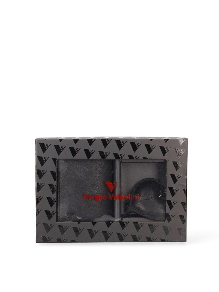 Sergio Valentini Muški set VS-1022, Novčanik i privezak, Crni