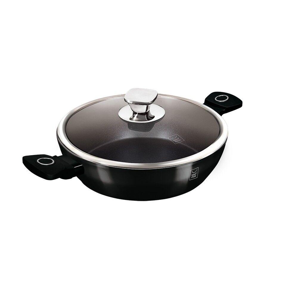 Kaufmax Šerpa plitka sa poklopcem 28cm Black Vantage Collection KM-0162