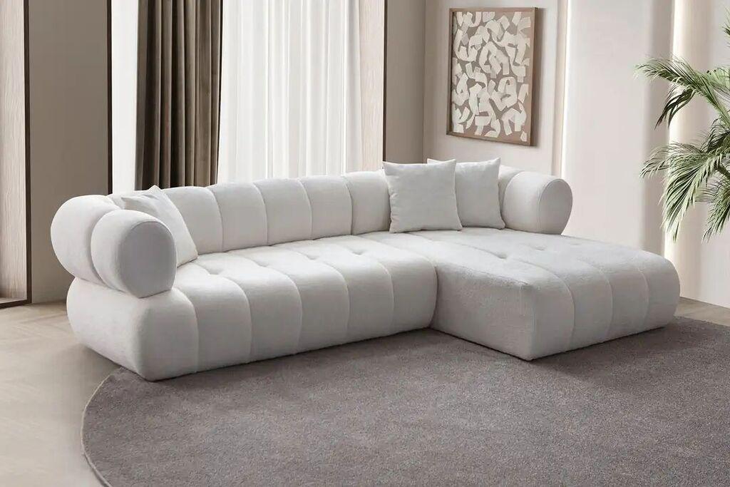 Atelier del Sofa Ugaona garnitura na razvlačenje Petra Right, 280 x 170 x 90 cm, Bela