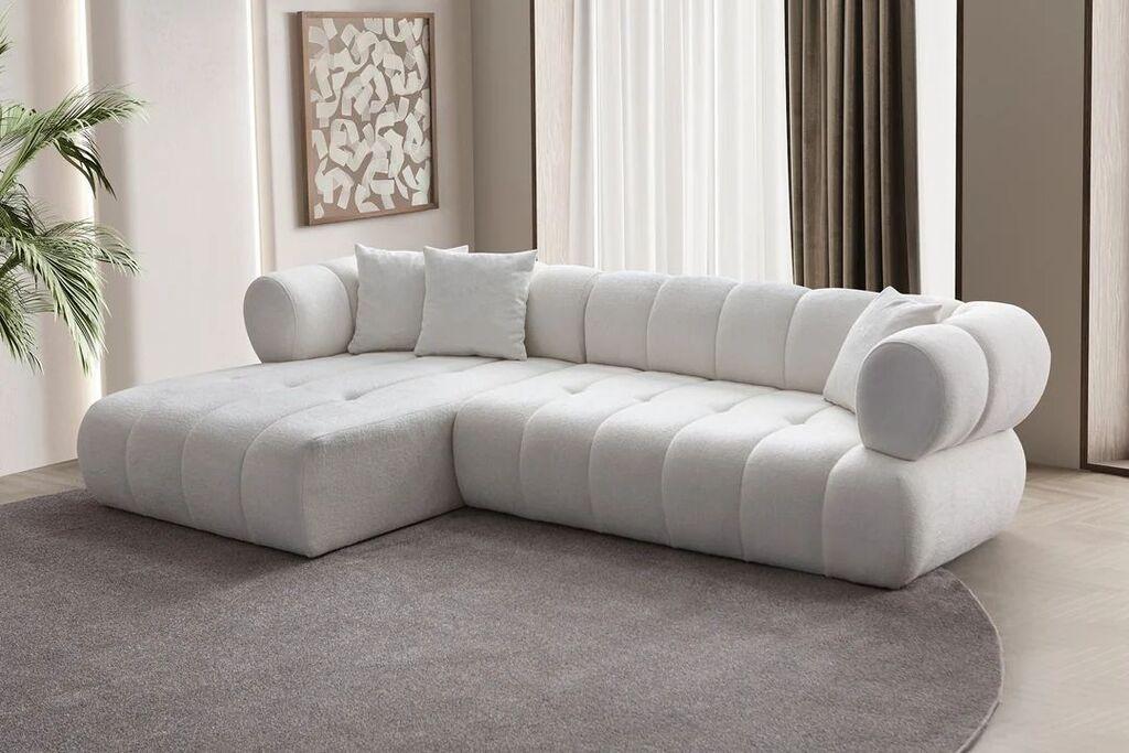 Atelier del Sofa Ugaona garnitura na razvlačenje Petra Left, 280 x 170 x 90 cm, Bela