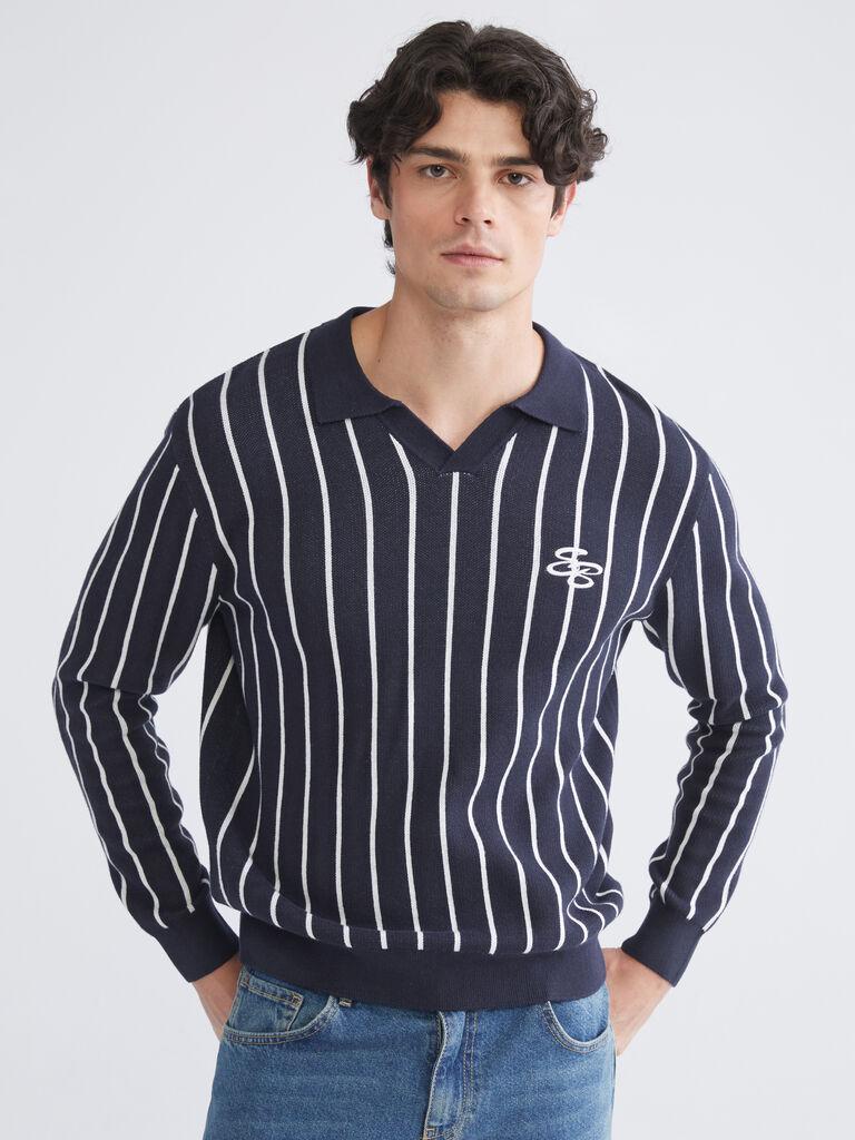 LC Waikiki Muški džemper W5AC26Z8-ZAM, Polo kragna, Teget