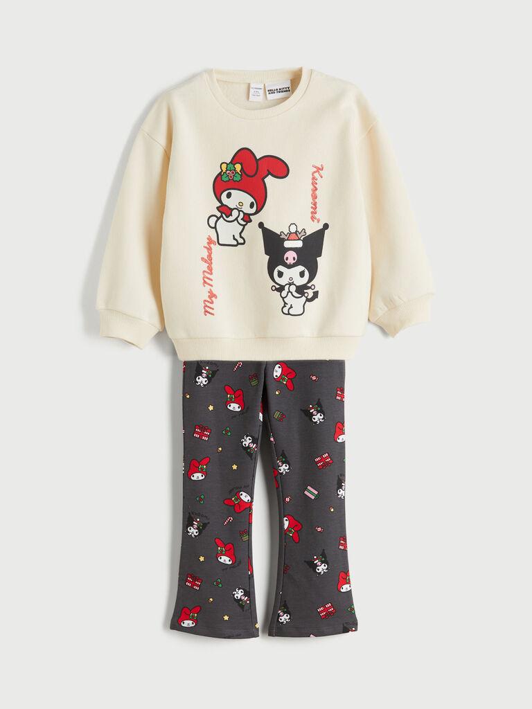 LC Waikiki Komplet za devojčice W5M632Z1-FES, Duks i helanke, Krem-sivi