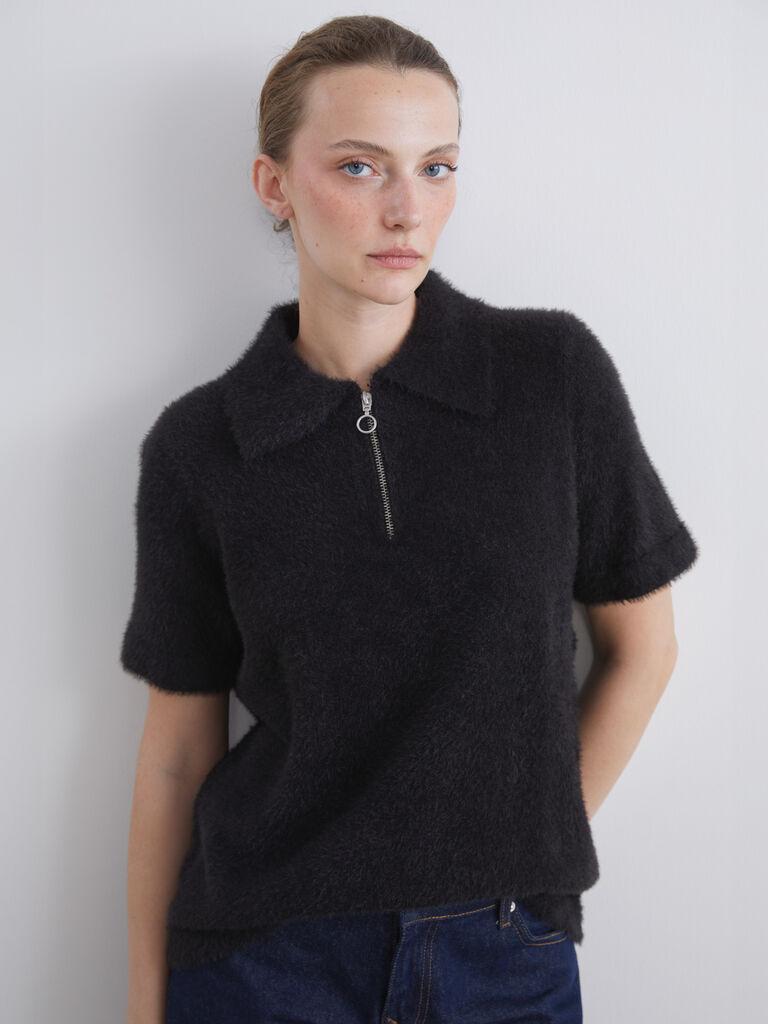 LC Waikiki Ženski džemper W59037Z8-CVL, Kratki rukav, Crni