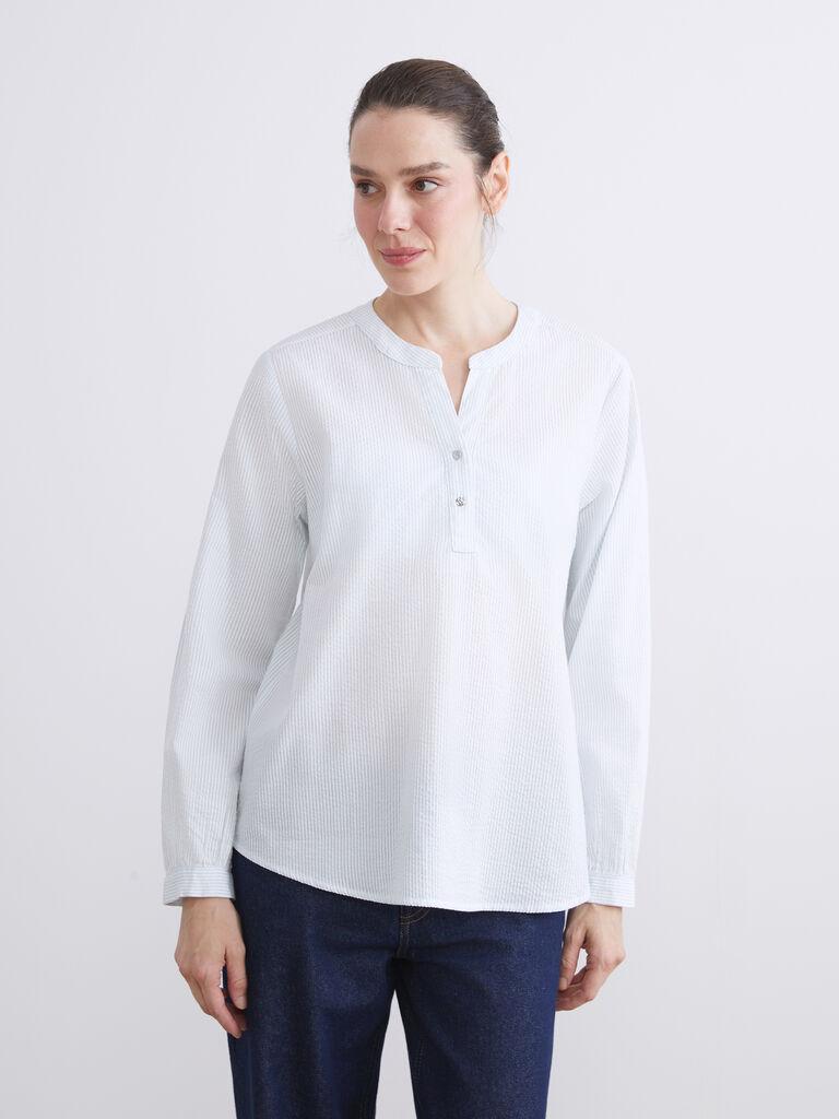 LC Waikiki Ženska bluza W56532Z8-LEN, Dugi rukav, Svetloplava