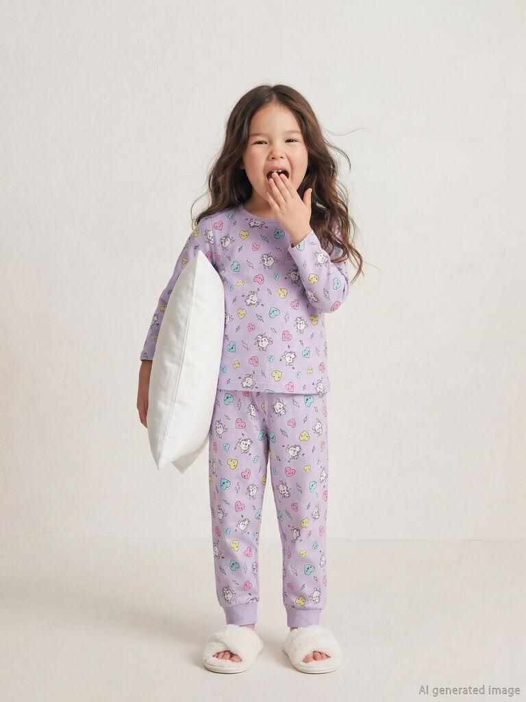 LC Waikiki Komplet pidžama za devojčice W50859Z1-LSC, Ljubičasta