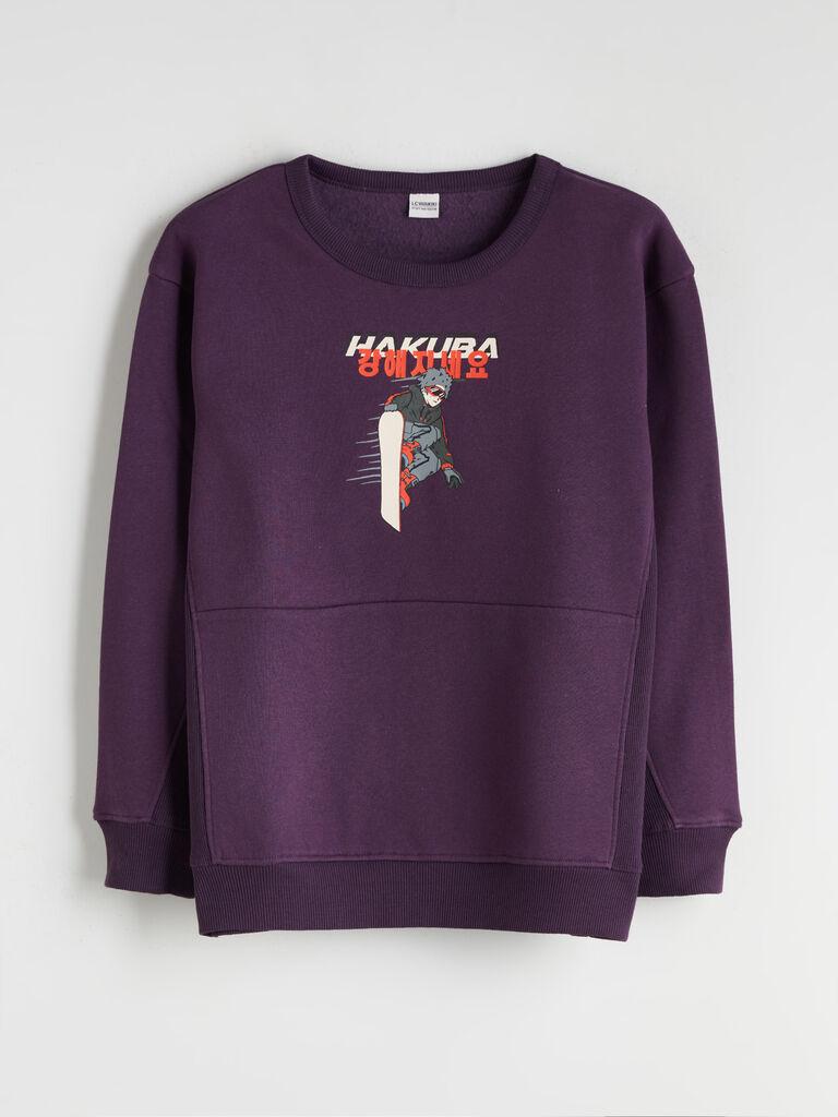 LC Waikiki Duks za dečake W55104Z4-HPK, Okrugli izrez, Ljubičasti