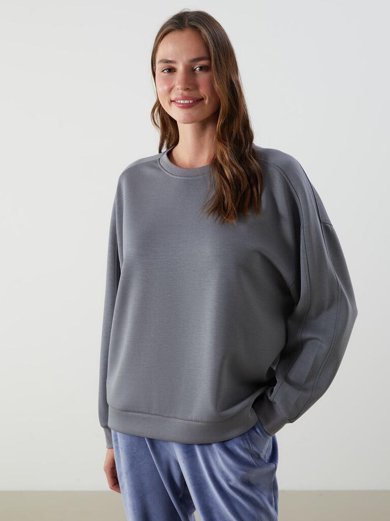 LC Waikiki Ženski gornji deo pidžame W59167Z8-R2H, Dugi rukav, Sivi