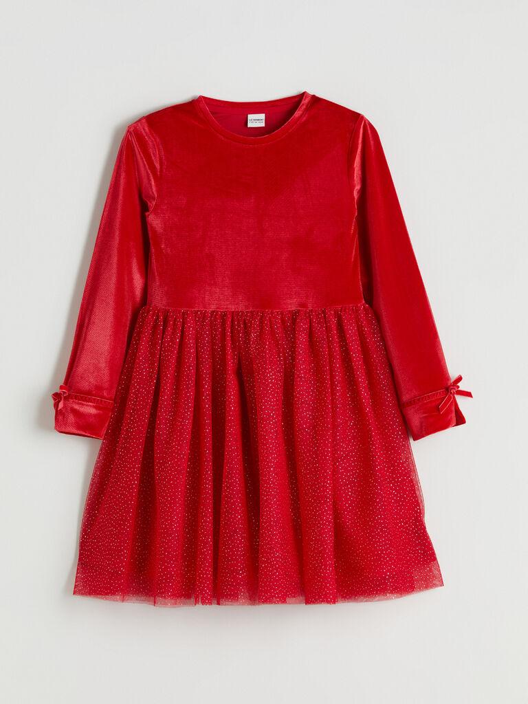 LC Waikiki Haljina za devojčice W5JR68Z4-GZL, Dugi rukav, Crvena