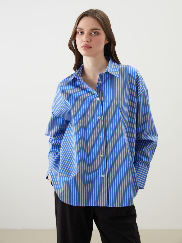 LC Waikiki Ženska košulja W4HM71Z8-LEN, Oversized, Plava