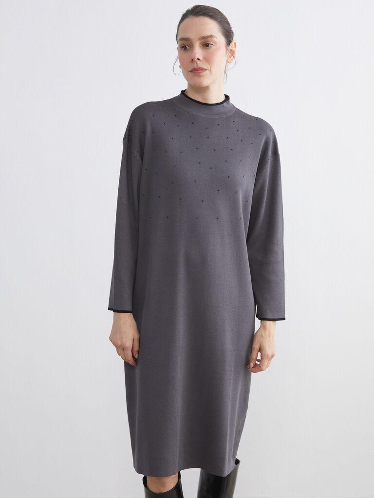 LC Waikiki Ženska haljina W5AS85Z8-L8N, Midi, Antracit