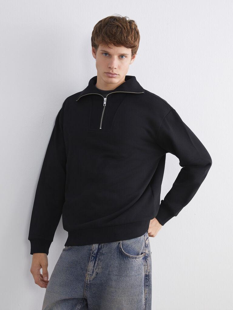 LC Waikiki Muški duks W5DB08Z8-CVL, Zip kragna, Crni