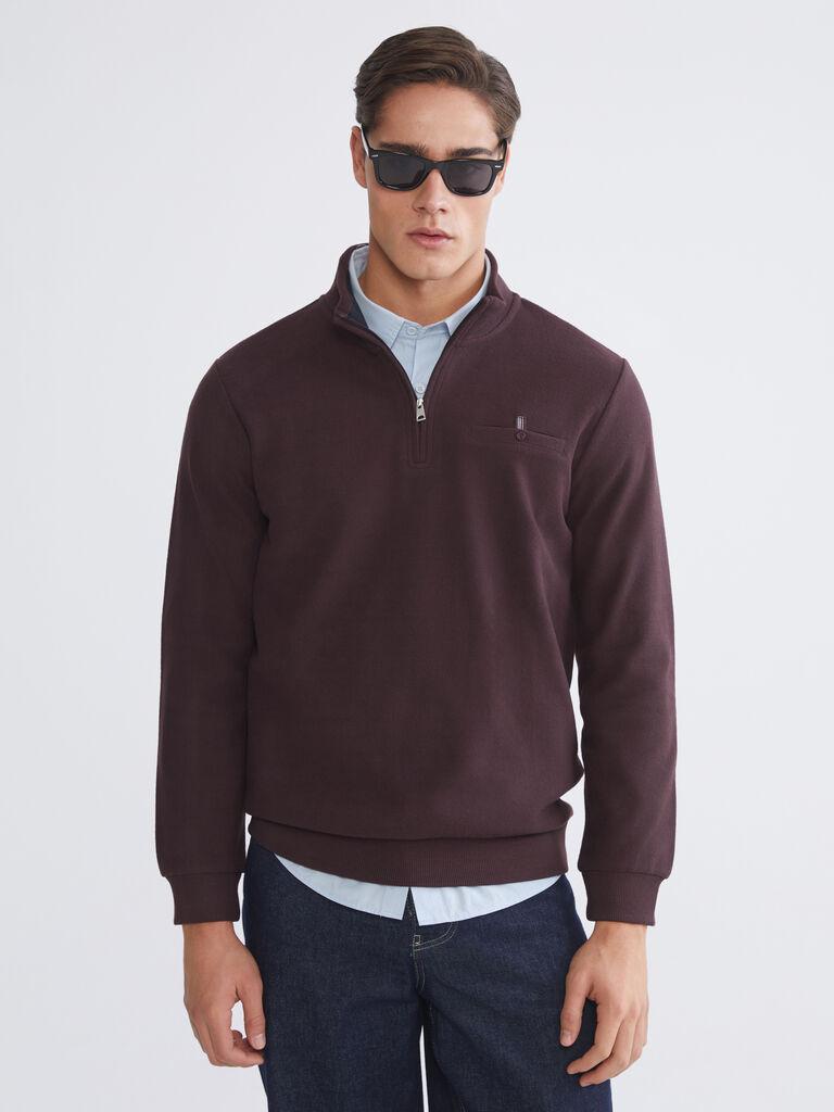 LC Waikiki Muški duks W5DP77Z8-ZBU, Zip kragna, Bordo