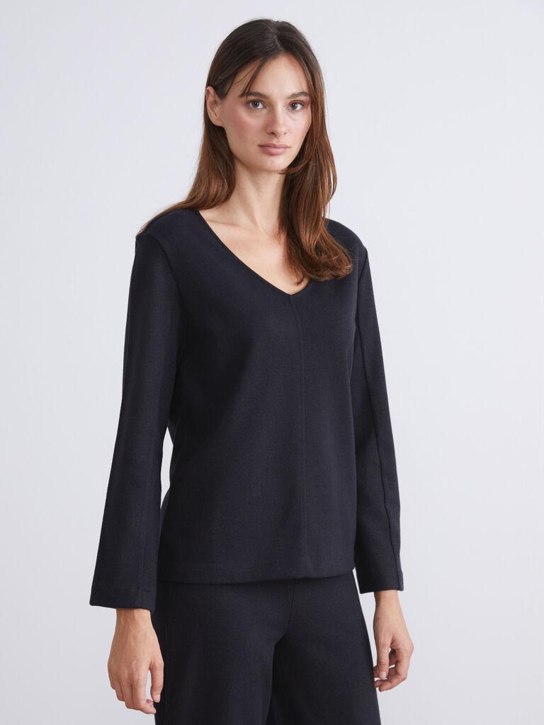 LC Waikiki Ženski duks W5I085Z8-CVL, V izrez, Crni