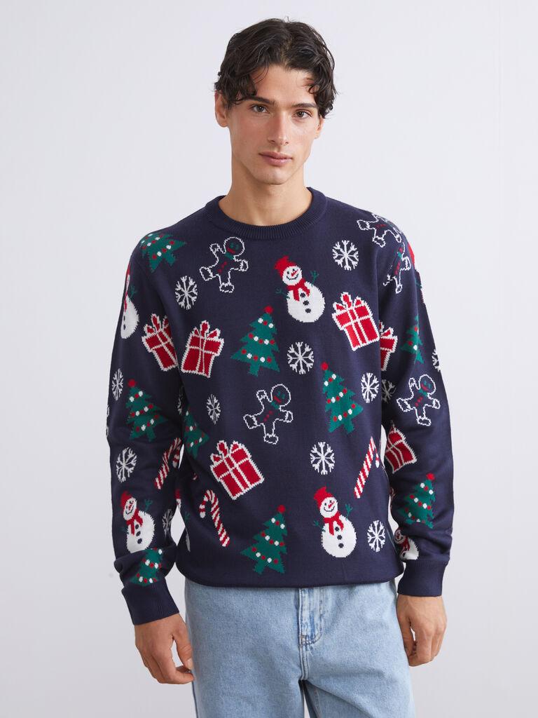 LC Waikiki Muški džemper W5H559Z8-HRC, Okrugli izrez, Teget