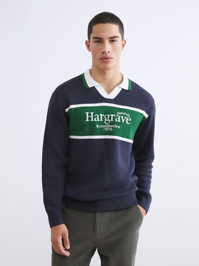 LC Waikiki Muški džemper W5LL34Z8-HRZ, Polo kragna, Teget