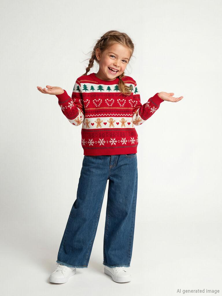 LC Waikiki Džemper za devojčice W5GF38Z1-MMQ, Okrugli izrez, Crveni