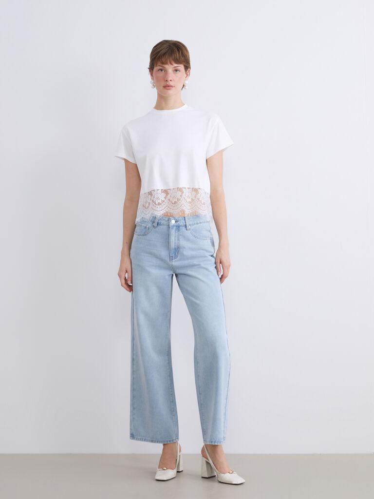 LC Waikiki Ženske farmerke W5K260Z8-311, Široke nogavice, Plave