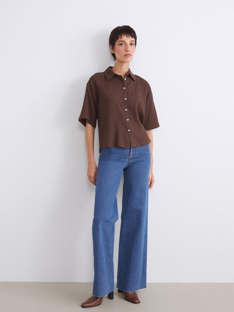 LC Waikiki Ženske farmerke W56060Z8-507, Široke nogavice, Plave