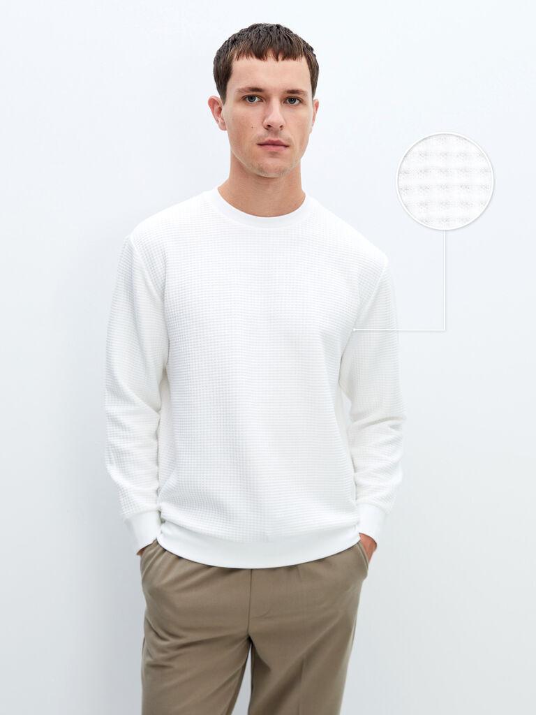 LC Waikiki Muški duks W43461Z8-R9J, Okrugli izrez, Beli