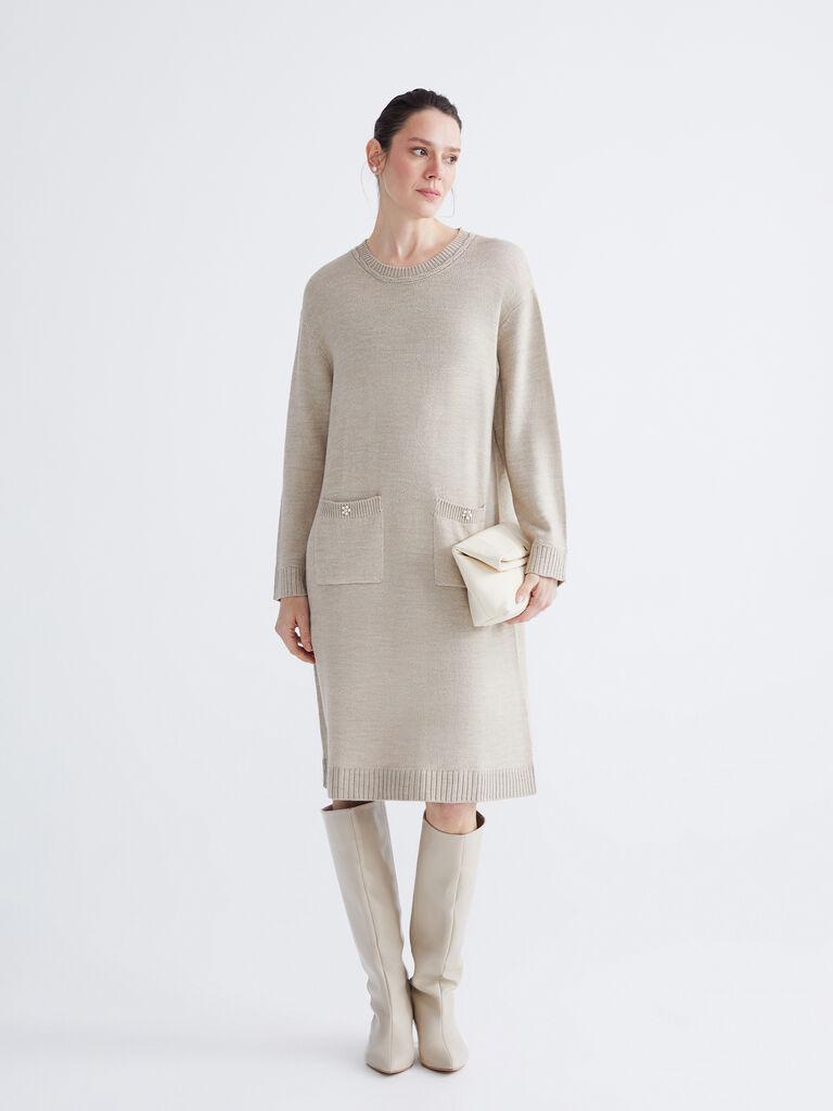 LC Waikiki Ženska haljina W5AT42Z8-D2Y, Midi, Bež