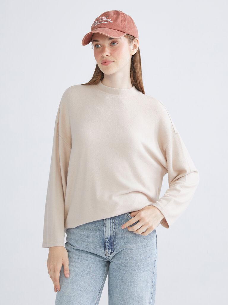 LC Waikiki Ženska majica W5BU96Z8-D2Y, Okrugli izrez, Bež