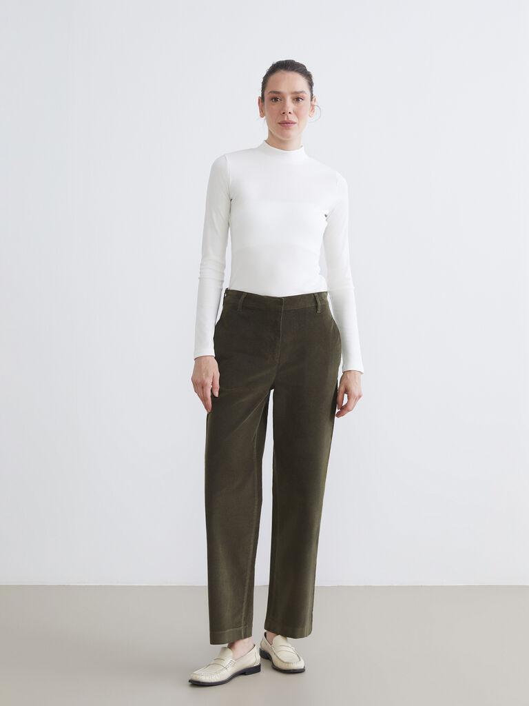 LC Waikiki Ženske pantalone W5I686Z8-HDQ, Ravan kroj, Zelene