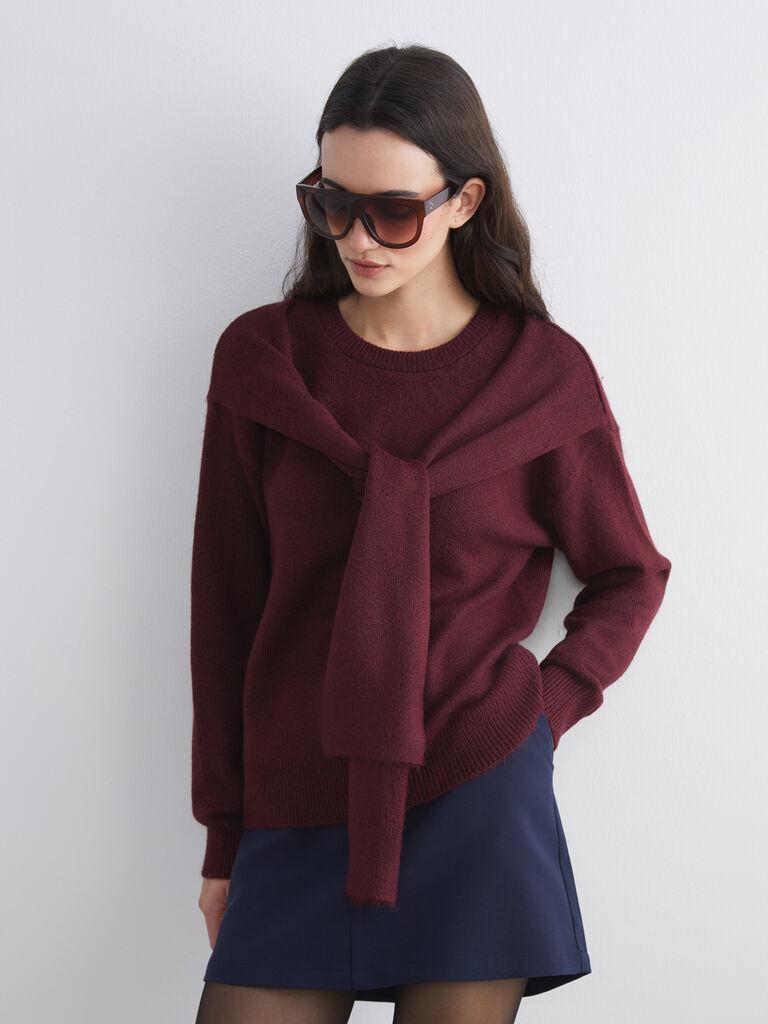 LC Waikiki Ženski džemper W5KM20Z8-HRW, Okrugli izrez, Bordo