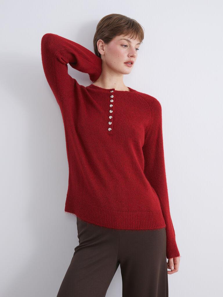 LC Waikiki Ženski džemper W5H790Z8-HPW, Polo kragna, Crveni