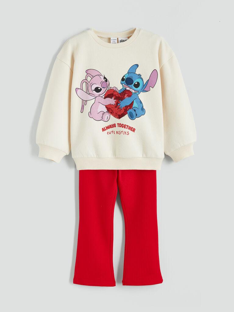 LC Waikiki Komplet za devojčice W5M780Z1-FES, Duks i helanke, Krem-crveni