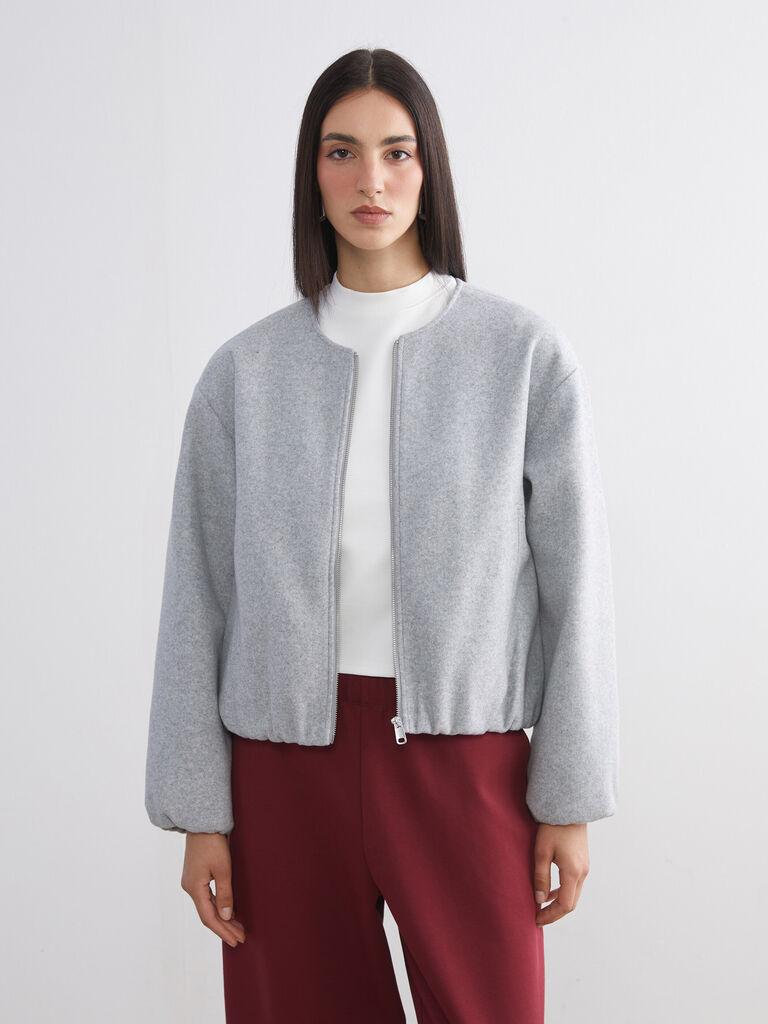 LC Waikiki Ženska jakna W5H993Z8-CT3, Oversize, Siva