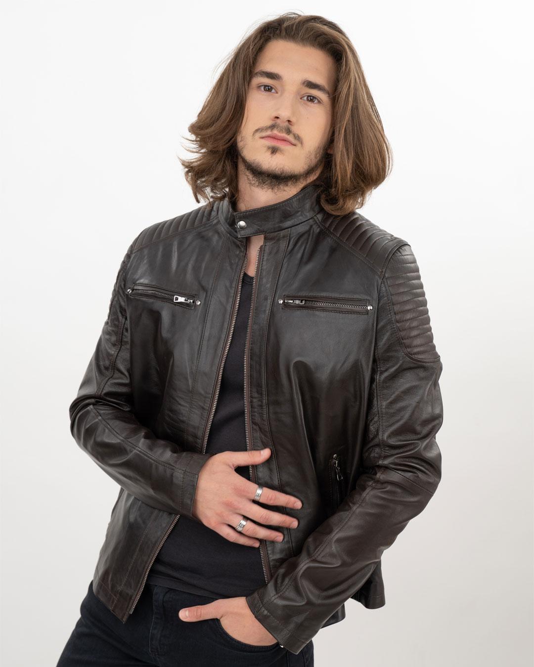 LA FORCE Muška kožna jakna Jean Pierre, Tamnobraon